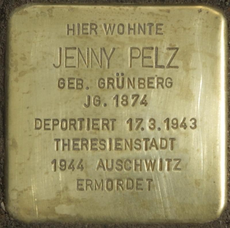 Stolperstein für  Jenny Pelz© H.-J.Hupka, 2014