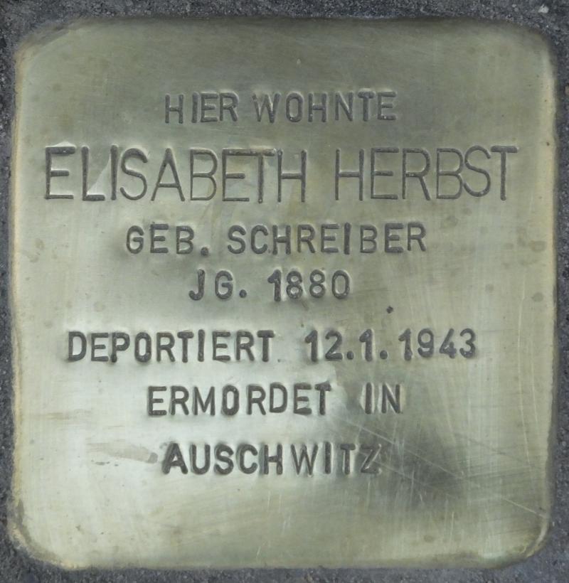 Stolperstein Elisabeth Herbst © H.-J. Hupka
