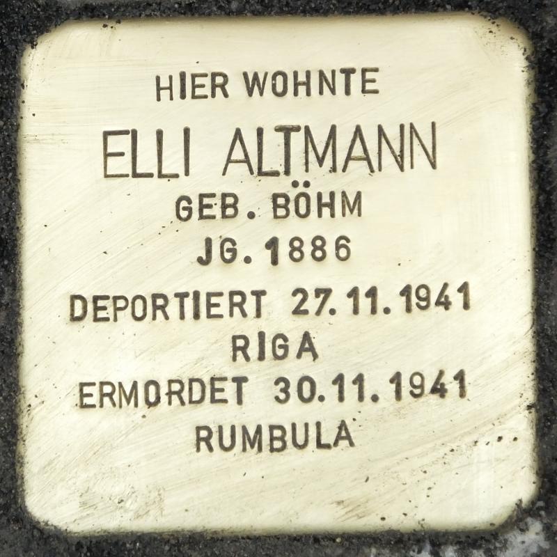 Stolperstein Elli Altmann, Foto:H.-J. Hupka, 2014