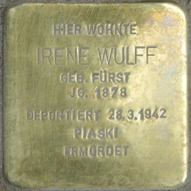 Stolperstein Irene Wulff Bild: H.-J. Hupka