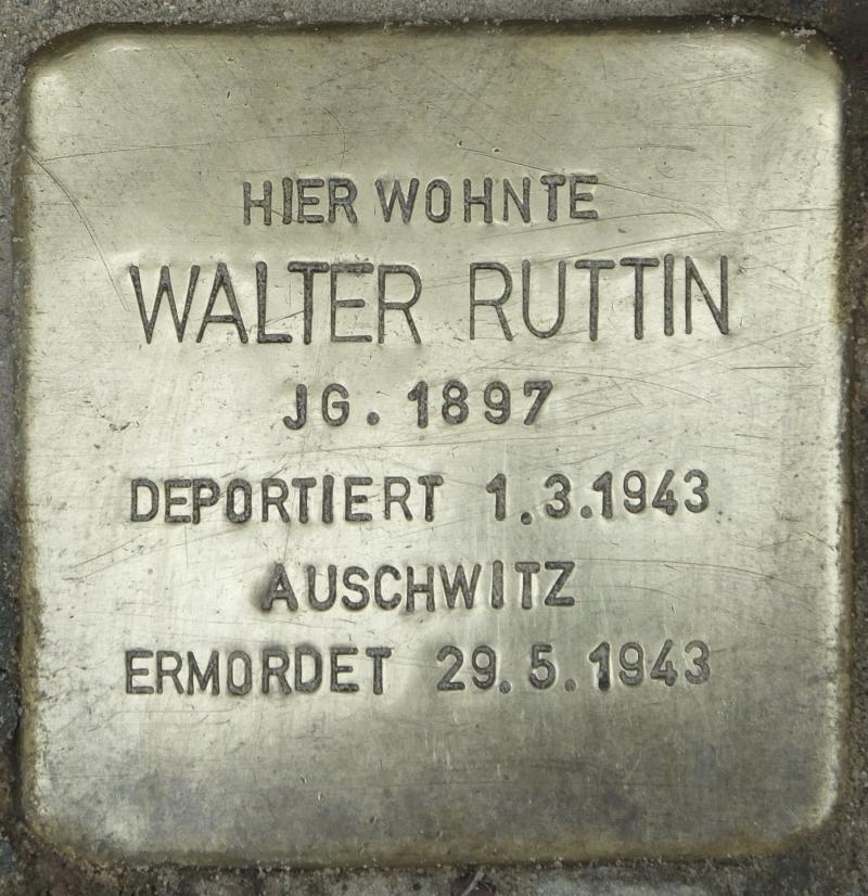 Stolperstein Walter Ruttin, Foto:H.-J. Hupka, 2014