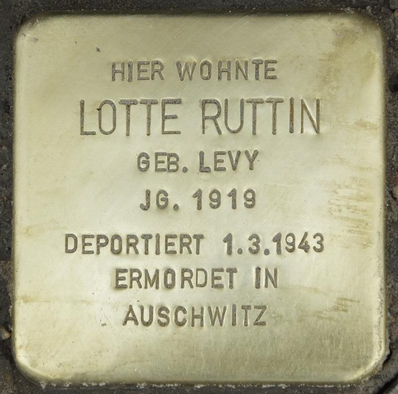 Stolperstein Lotte Ruttin, Foto:H.-J. Hupka, 2014
