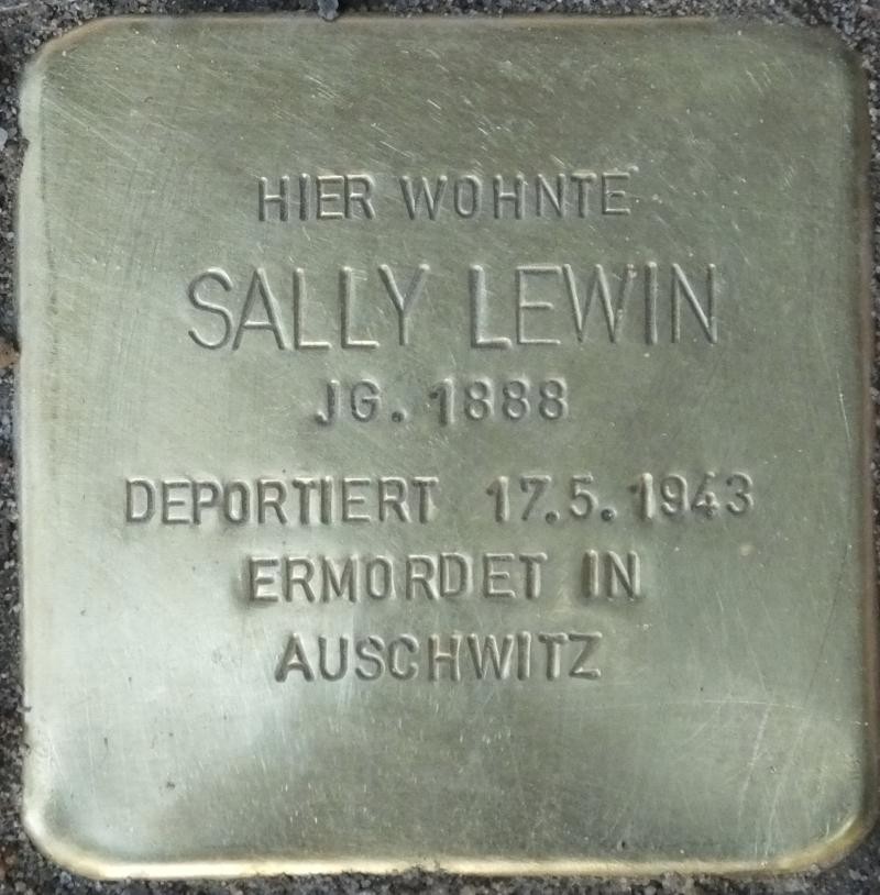 Stolperstein für  Sally Lewinr© H.-J.Hupka, 2014