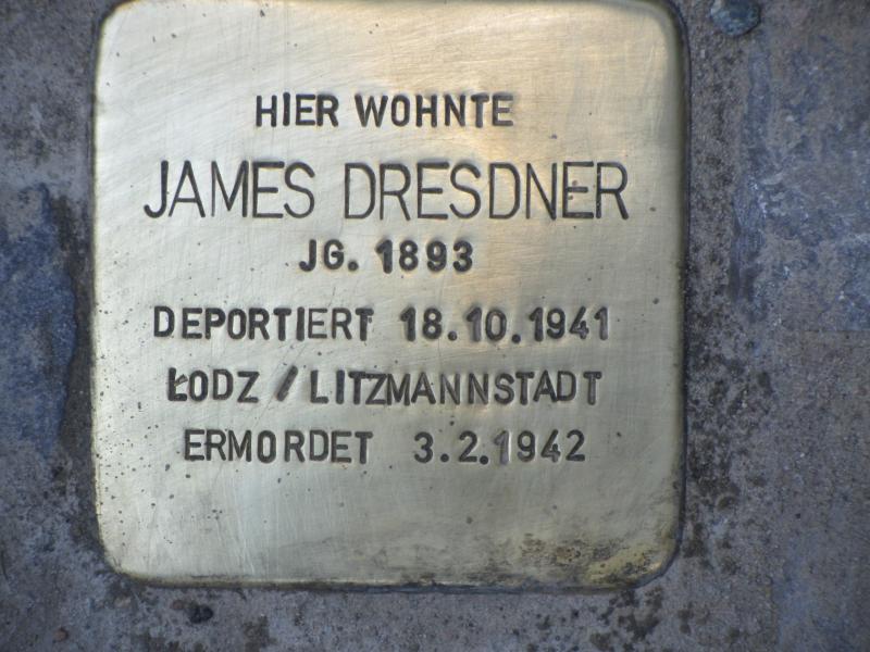 Stolperstein James Dresdner Bild: Stolperstein-Initiative CW