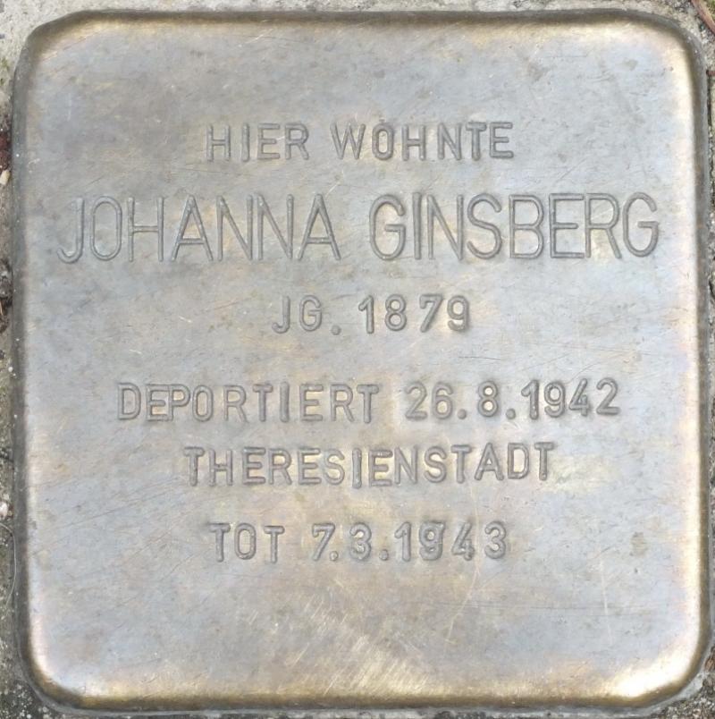 Stolperstein für Johanna Ginsberg, Foto: Stolpersteine-Initiative CW, Hupka