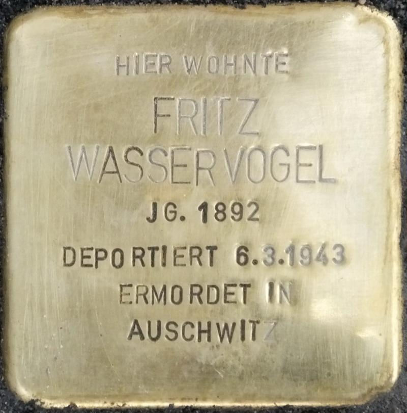 Stolperstein Fritz Wasservogel, Foto: H.-J. Hupka, 2014
