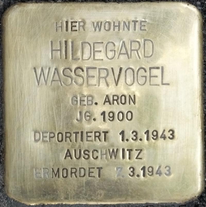 Stolperstein Hildegard Wasservogel, Foto: H.-J. Hupka, 2014