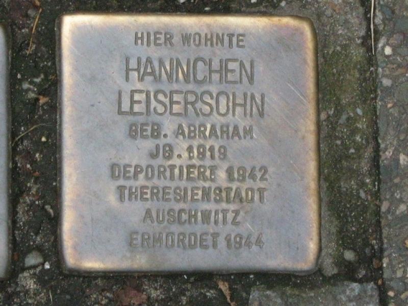 Stolperstein für Hannchen Leisersohn. Copyright: MTS