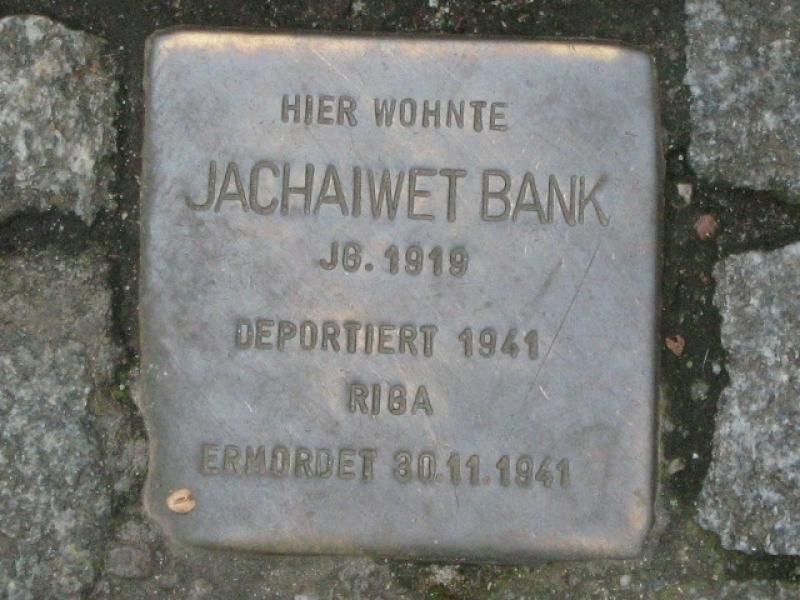 Stolperstein für Jachaiwet Bank. Copyright: MTS