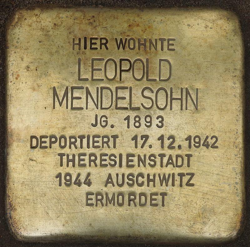 Bild: Stolpersteine-Initiative CW, Hupka Stolperstein Leopold Mendelsohn