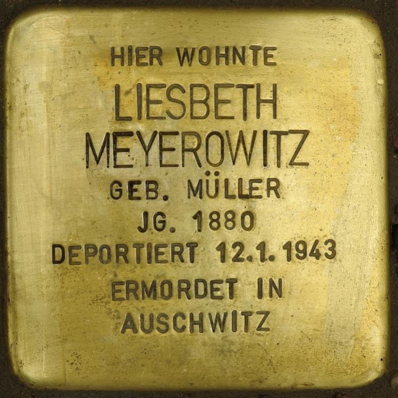 Stolperstein Liesbeth Meyerowitz Bild: Stolpersteine-Initiative CW, Hupka
