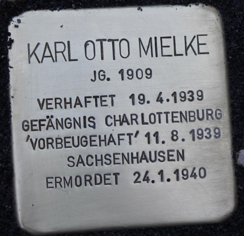 Stolperstein Karl Otto Mielke © Koordinierungsstelle Stolpersteine
