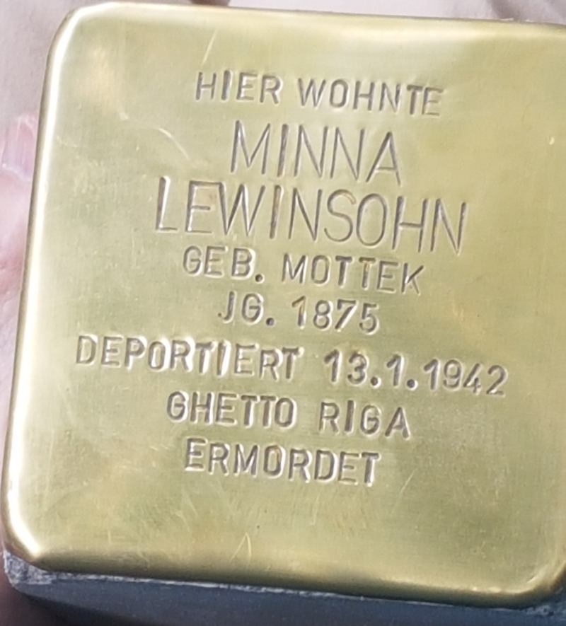 Stolperstein Minna Lewinsohn © Initiative