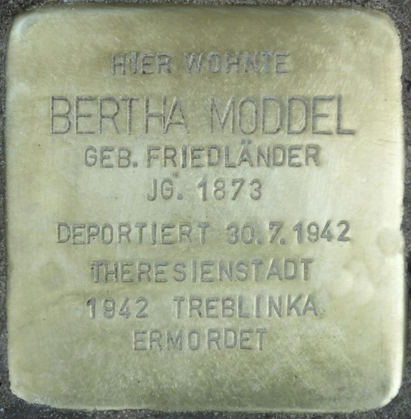 Stolperstein Bertha Moddel  Bild: Stolpersteine-Initiative CW, Hupka