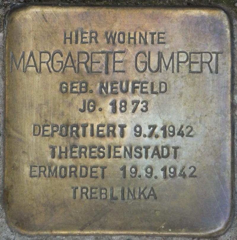 Stolperstein Margarete Gumpert, Foto:H.-J. Hupka, 2013