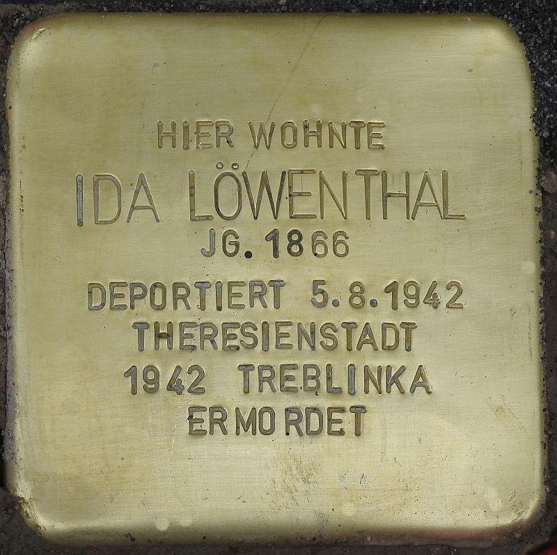 Stolperstein Ida Löwenthal © Stolpersteine-Initiative CW, Hupka 