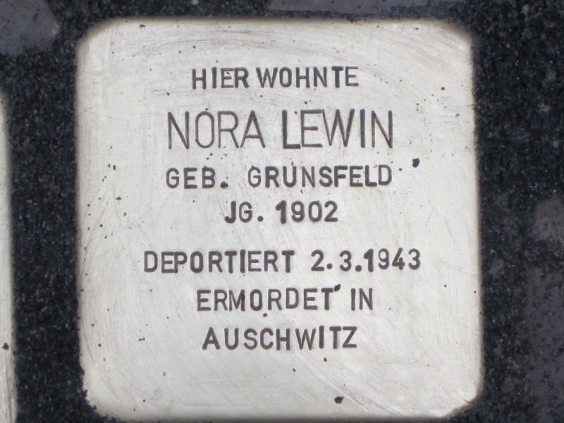 Stolperstein für Nora Lewin. Copyright: MTS