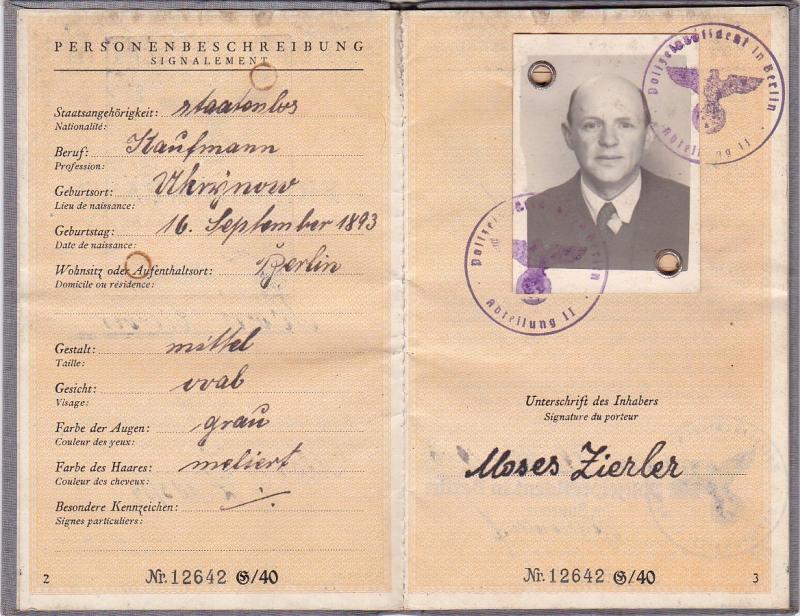 Passport Moses Zierler @ Familie