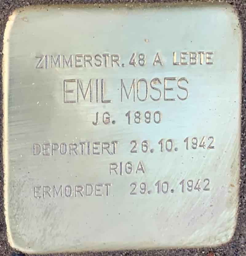 Stolperstein Emil Moses © Hans-Wilhelm Saure