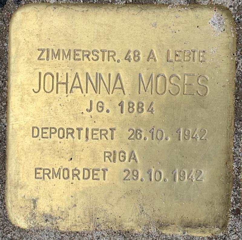 Stolperstein Johanna Moses © Hans-Wilhelm Saure