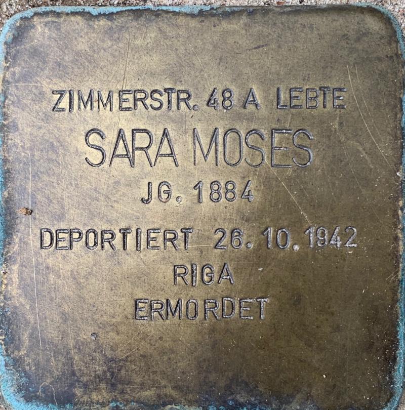 Stolperstein Sara Moses © Hans-Wilhelm Saure