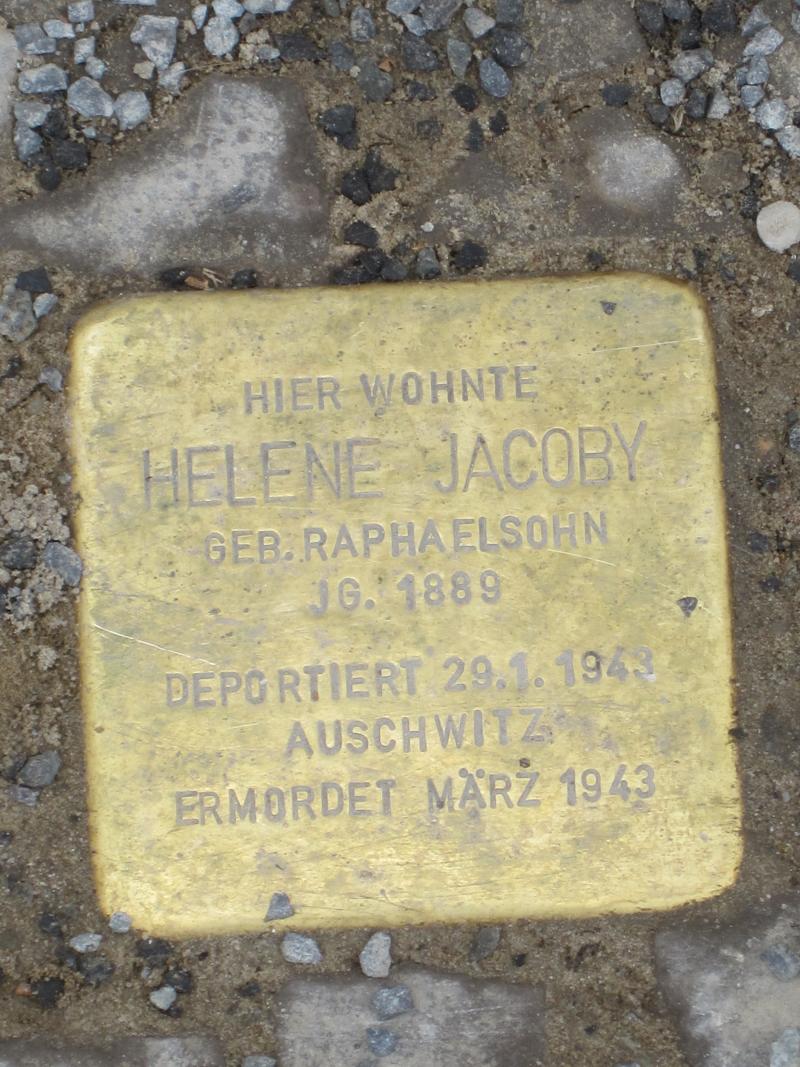 Stolperstein für Helene Jacoby. Copyright MTS