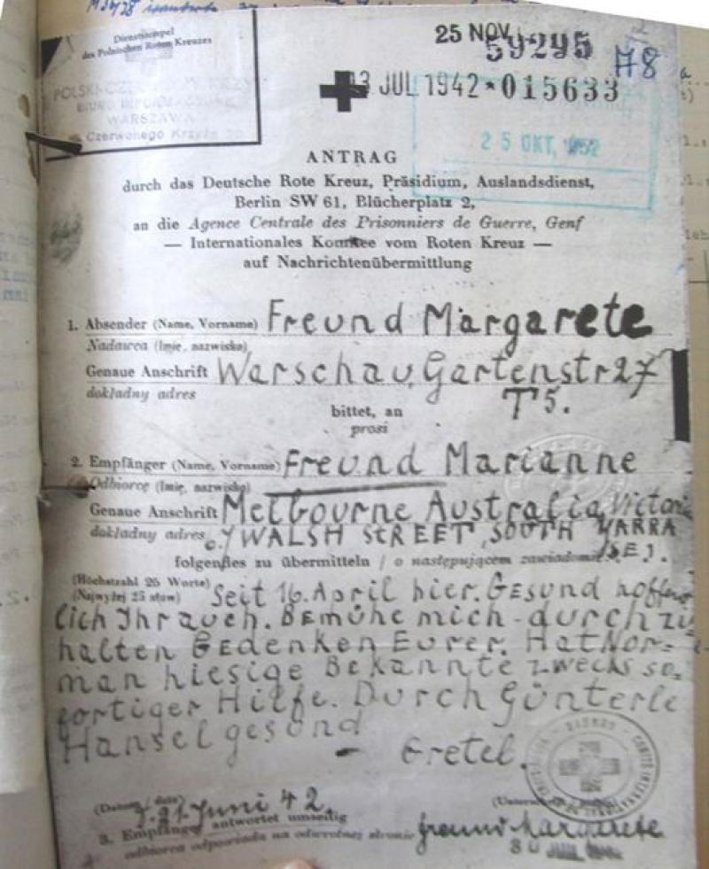 Nachricht an die die Tochter Marianne Bild: Familienarchiv