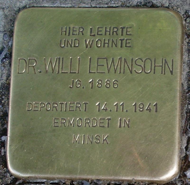 Stolperstein für Willi Lewinsohn