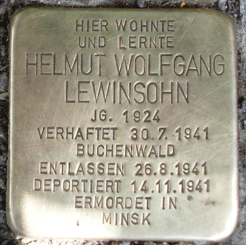 Stolperstein für Helmut Wolfgang Lewinsohn