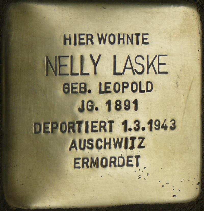 Stolperstein Nelly Laske, Foto: Wolfgang Knoll 