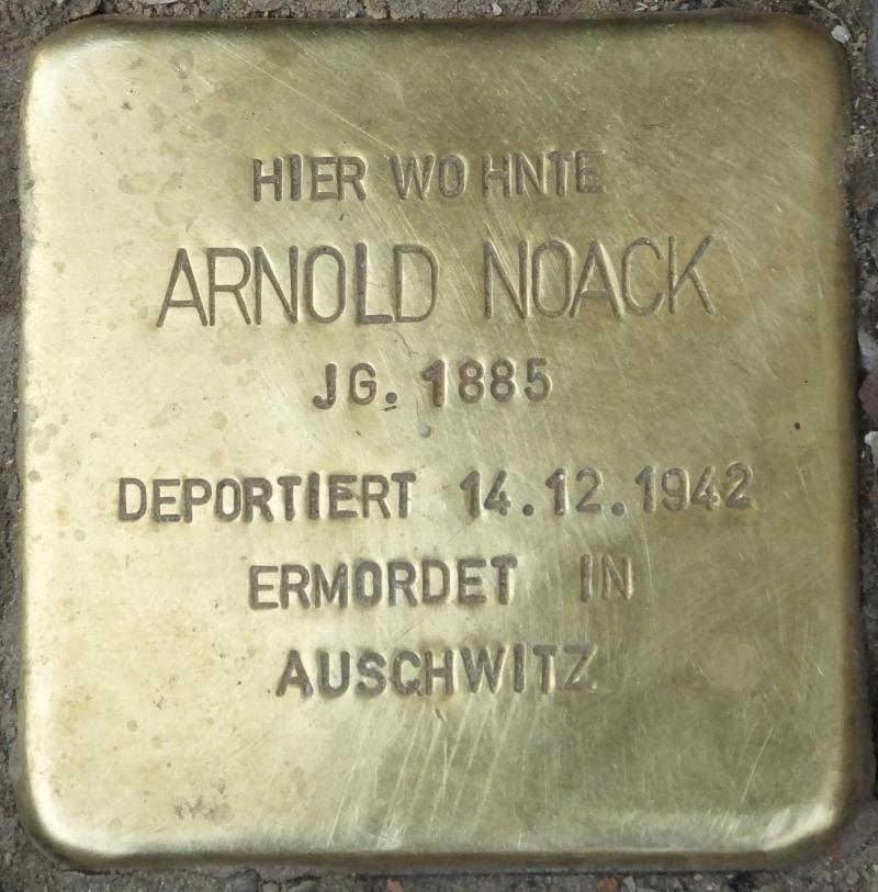 Stolperstein Arnold Noack, Foto:H.-J. Hupka, 2013