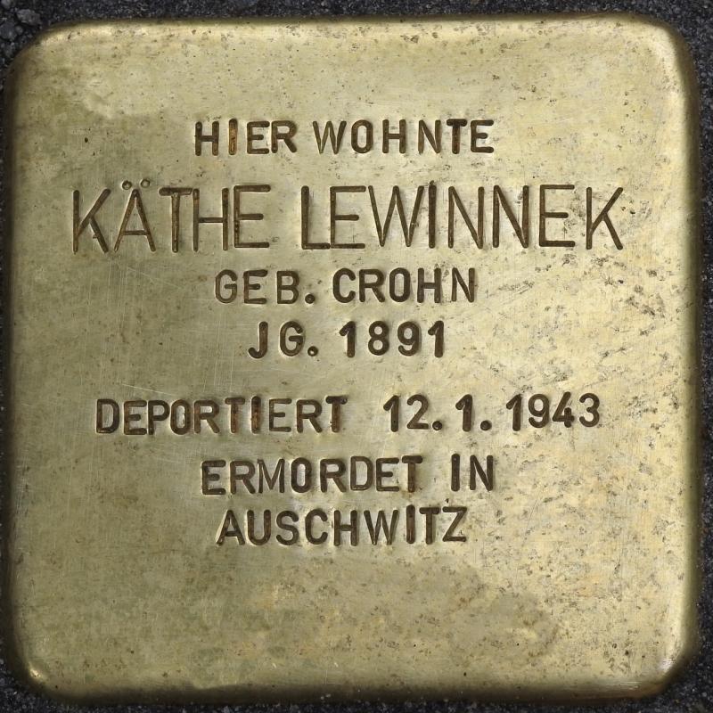 Stolperstein Käthe Lewinnek Bild: Stolpersteine-Initiative CW, Hupka