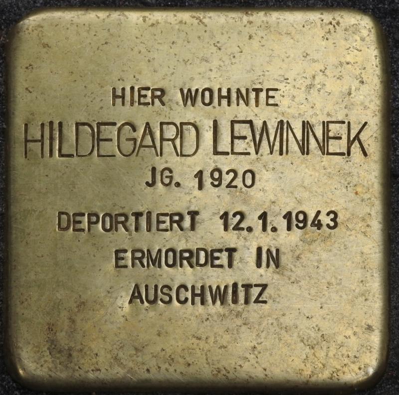 Stolperstein Hildegard Lewinnek Bild: Stolpersteine-Initiative CW, Hupka
