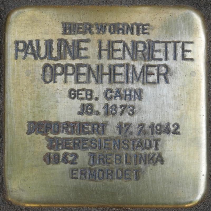 Stolperstein Pauline Henriette Oppenheimer Bild: Stolpersteine-Initiative CW, Hupka