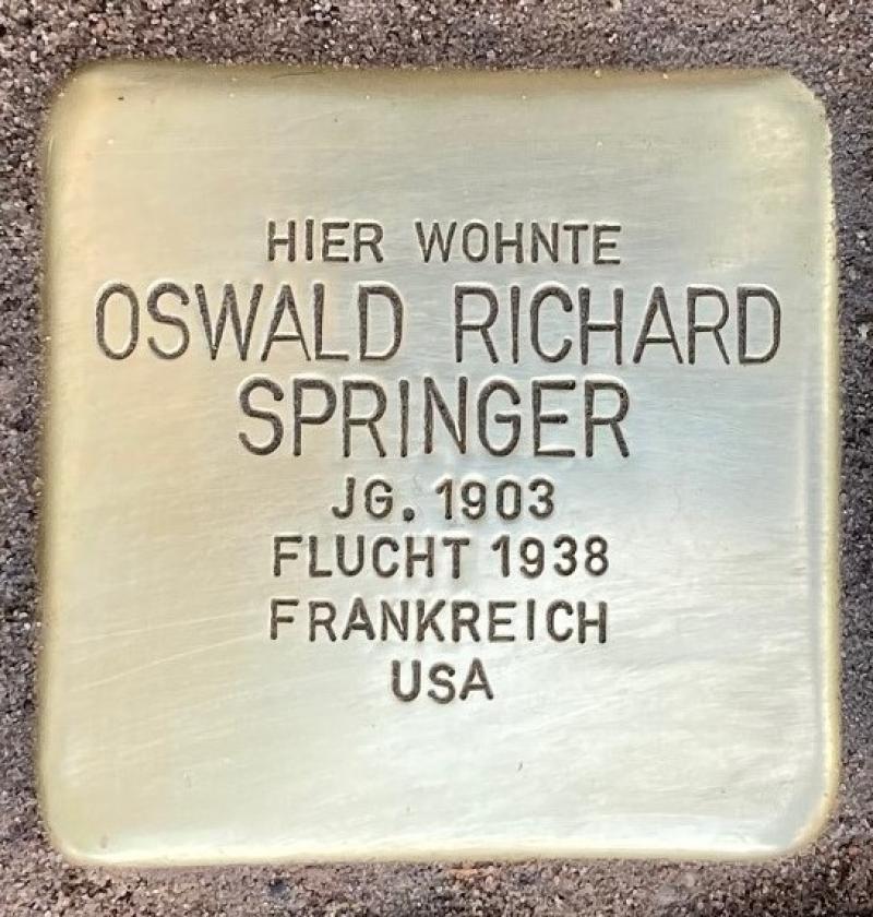 Stolperstein Oswald Springer © Koordinierungsstelle Stolpersteine Berlin