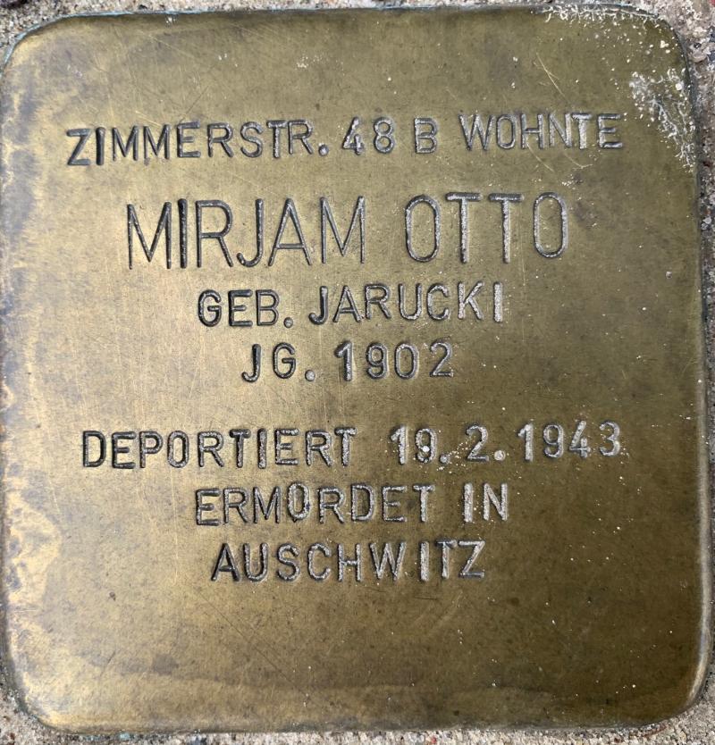 Stolperstein Mirjam Otto © Hans-Wilhelm Saure