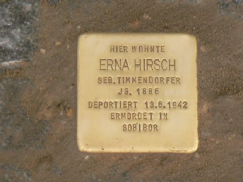 Stolperstein für Erna Hirsch. Foto: Koordinierungsstelle Stolpersteine Berlin