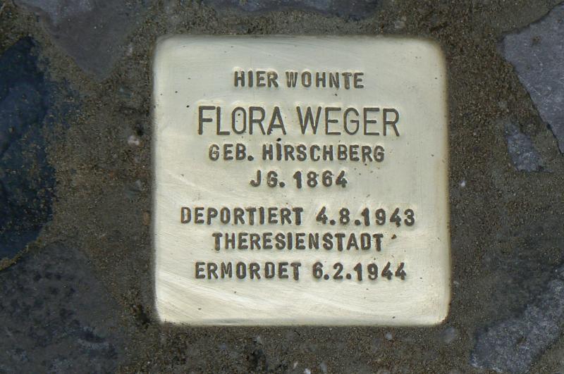 Stolperstein für Flora Weger. Foto: Koordinierungsstelle Stolpersteine Berlin