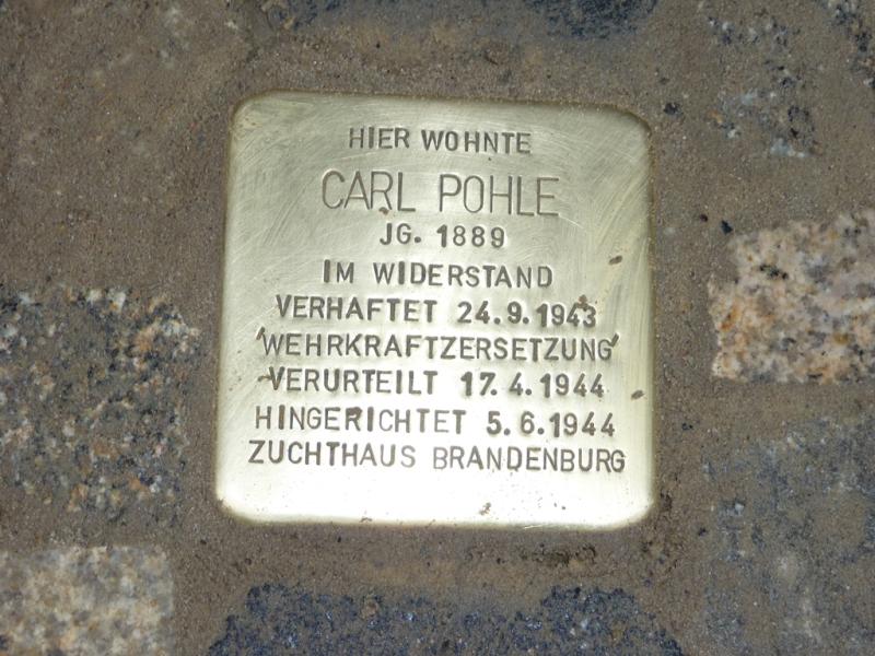 Stolperstein für Carl Pohle / Foto © Museum Neukölln