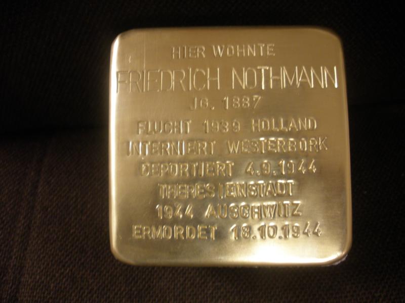 Stolpersteine für Friedrich Nothmann - Foto: Projekt-Stolpersteine Teltow-Zehlendorf