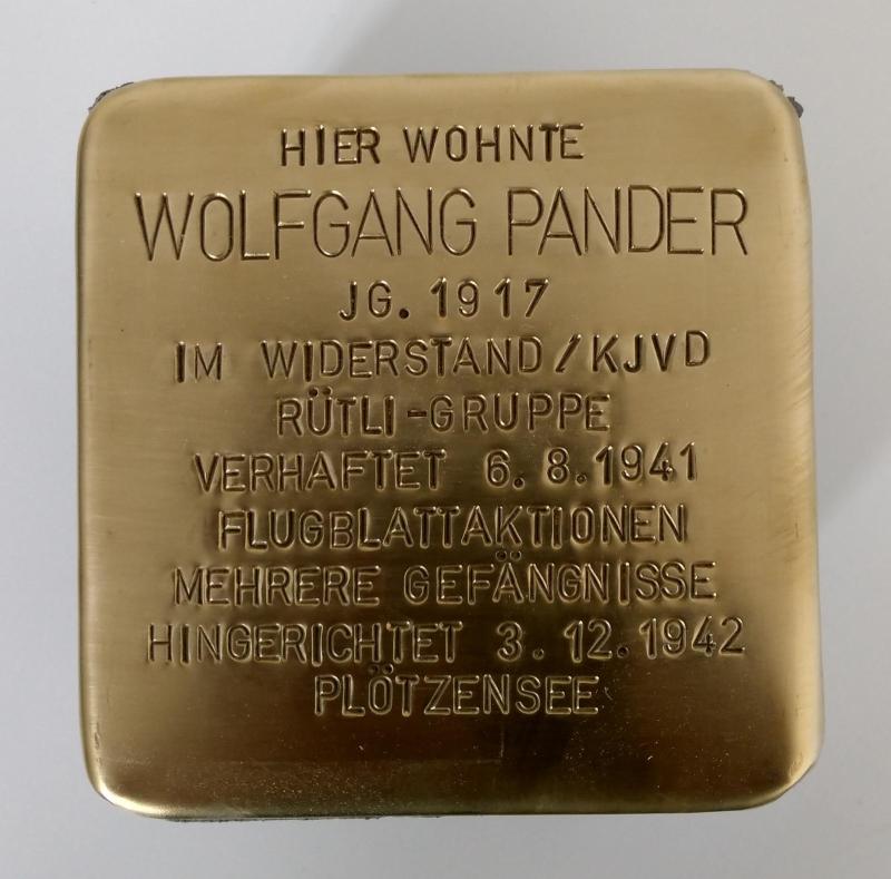 Stolperstein Wolfgang Pander © Koordinierungsstelle Stolpersteine Berlin