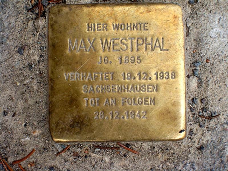 Stolperstein für Max Westphal. Copyright: MTS