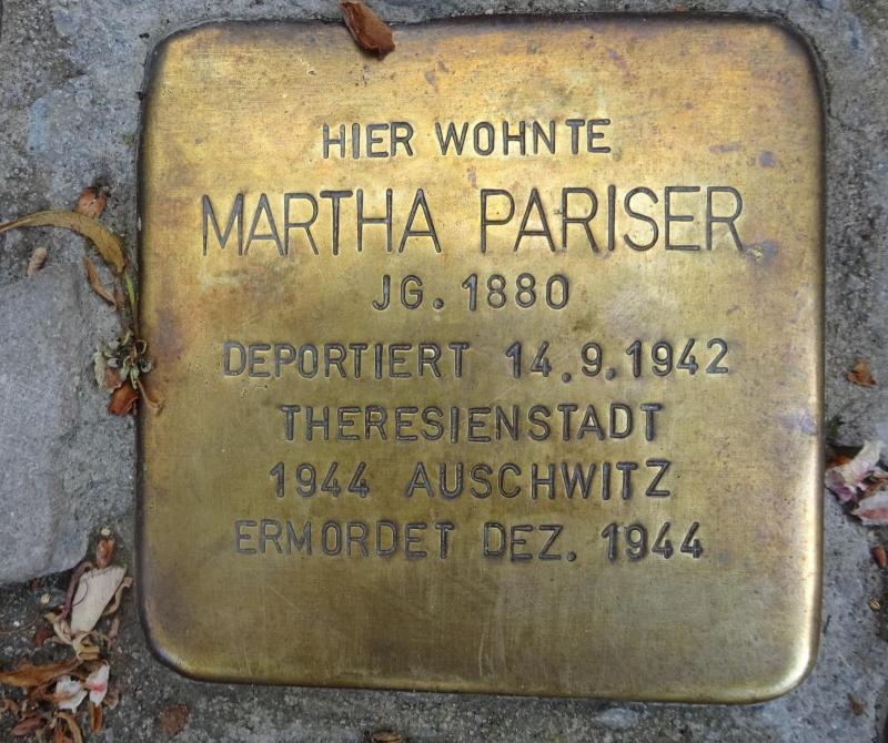 Stolperstein Martha Pariser © S.Davids