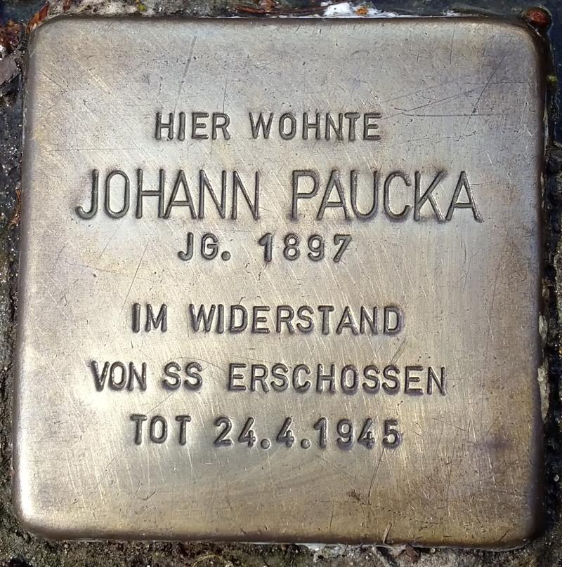 Stolperstein für Johann Paucka © Koordinierungsstelle Stolpersteine Berlin
