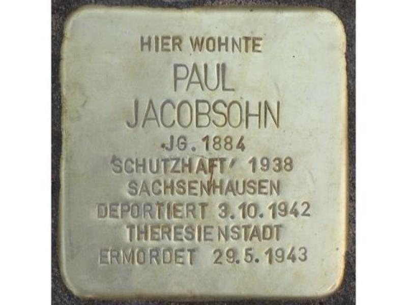 Stolperstein für Paul Jacobsohn © Stolpersteine-Initiative CW, Hupka
