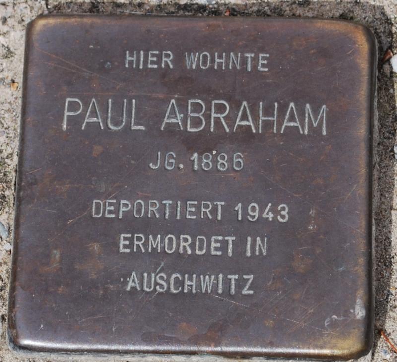 Stolperstein für Paul Abraham. Fotorechte: Koordinierungsstelle Stolpersteine Berlin.