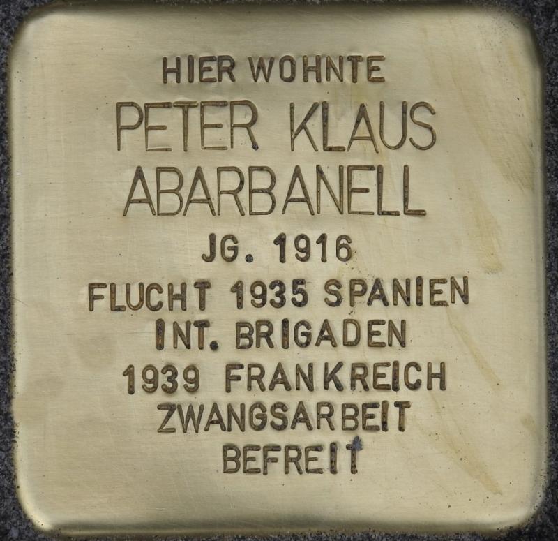 Stolperstein Peter Klaus Abarbanell Bild: Stolpersteine-Initiative CW, Hupka