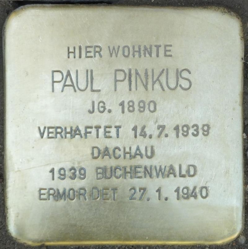 Stolperstein Paul Pinkus Bild: Stolpersteine-Initiative CW, Hupka