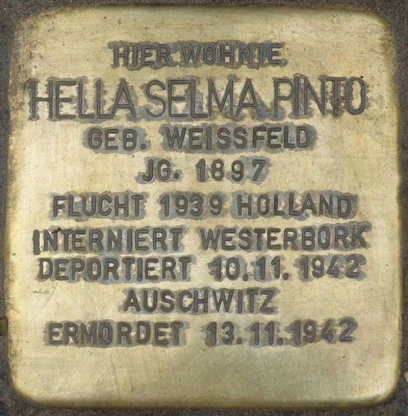 Stolperstein Hella Selma Pinto Bild: Stolpersteine-Initiative CW, Hupka