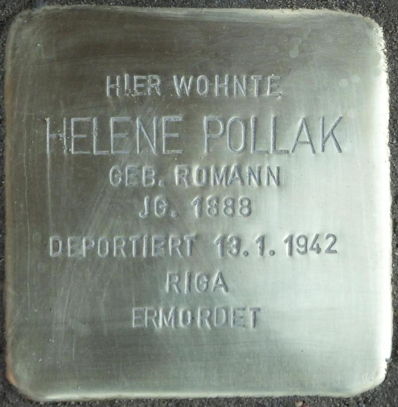 Stolperstein Helene Pollak Bild: Stolpersteine-Initiative CW, Hupka